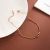 Tobillera de Acero de Titanio con Perlas Doradas Simple de Venta Caliente Transfronteriza Sin Decoloración para Mujer, Tobillera de Verano de Lujo Ligero con Sentido de Alta Gama, Sonrisa, Diamante Individual para Mujer