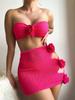 2025 Europa y Estados Unidos comercio exterior transfronterizo Yama top de tubo liso bikini sexy falda de encaje dividida aguas termales flores