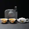 Conjunto de Chá de Viagem de Alta Qualidade Estilo Chinês Conjunto de Xícara Expressa de Porcelana Branca Bule Uma Panela Duas Xícaras Portátil de Viagem ao Ar Livre