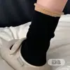 Calcetines de Mujer Zhuji Otoño Invierno Lana Calcetines de Media Pantorrilla Invierno Espesados Cálidos Calcetines Largos Color Contrastante Borde Enrollado Calcetines Holgados Calcetines de Lana