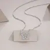 Collar de Plata de Ley S925 con Colgante de Estrella de Cinco Puntas de Moissanita Transfronterizo para Mujer, Cadena de Clavícula de Lujo Ligero de Gama Alta, Joyería de Nicho