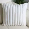Nova fronha reta pelo de coelho estilo ins lisa vertical pelúcia travesseiro nórdico retangular capa de almofada travesseiro