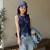 # Elegante camisa sin mangas de un solo botón para mujer, diseño simple y elegante de verano, top tipo chaleco rojo
