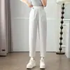 Pantalones Casuales de Verano Finos de Secado Rápido para Mujer Tallas Grandes 100 kg Cintura Alta Versátiles Adelgazantes Pierna Recta Pantalones Harem