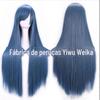 Peruca colorida de anime cos Europa e Estados Unidos 80cm de comprimento, cabelo liso, franja, peruca feminina, cobertura total da cabeça, fibra química, alta temperatura, ponto de seda