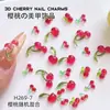 Decorações de Nail Art de Frutas Cerejas Transparente de Gelo Tamanhos Mistos Cerejas 3D Unhas Vermelhas Usáveis Brocas de Unha Acessórios de Resina