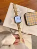 Pulseira de Relógio de Metal e Couro Estilo Corrente Adequada para Apple Watch iWatch 12ª Geração 11/10