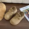 Sapatos Boken Femininos Versáteis Novo Estilo Fivela Slip-on Salto Grosso Inverno Quente Moda Aveludado Totalmente Fechado Sapatos de Algodão 2026