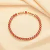 Pulsera Apilada Cuadrada Completa Simple y Exquisita de Circonia Moda Granate Lujo Ligero Versátil Diamante Rojo Nicho Pulsera Blanca