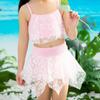 Traje de baño de una pieza para niña con tirantes y falda de malla Estampado de margarita floral Ropa de baño para vacaciones en la playa En stock