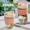 Vaso de agua de doble compartimento de moda, vaso portátil colorido con popote, taza para café con leche, vaso para jugo, vaso de regalo