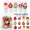 50 Peças de Decorações Mistas de Resina para Nail Art de Natal Desenho Animado Papai Noel Floco de Neve Sino Rena Enfeites de Unha