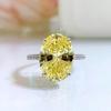 Longlong ouro S925 prata broca de alto carbono Oval 9*13 Diamante Amarelo Diamante Branco diamante rosa simples Europeu e Americano Anel de corte Raydion