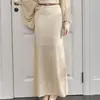 Conjunto de Punto de Mezcla de Lana de Oveja Feiniaoji: Top Chaleco de Manga de Murciélago y Falda Midi con Caída, 26 Estilo Nuevo de Principios de Otoño
