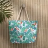 2025 Nueva Bolsa de Tote Portátil de Gran Capacidad con Estampado de Flamenco Transfronterizo Bolsa de Playa de Cuerda de Algodón Bolsa Grande Casual