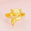 Anillo Abierto de Zorro de Oro Arenado Dorado Chapado en Latón Imitación 3D Zorro de Oro Duro Hada Lindo Regalo para Damas Joyería de Boda