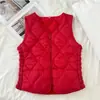 Nuevo chaleco de invierno para mujer relleno de plumón, forro polar para mayor calidez, estilo corto, versátil para capas, con un grueso forro interior