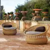 Silla de ratán tres piezas interior balcón combinación de sofá patio villa mesa y silla tipo ratán exterior muebles de exterior protección solar