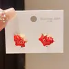 Aretes de Plata con Forma de Pony Lindo de Dibujos Animados con Goteo de Aceite, Aretes Festivos de Moda y Creativos para el Año de Nacimiento, Aretes de Nicho de Alta Gama