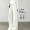 Calça de perna larga casual de cintura alta, afunilada, estilo esportivo e elegante, com strass de floco de neve, para mulheres, novo estilo outono/inverno 2026
