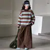 Ropa de punto para niñas Primavera y Otoño 2026 Otoño Nuevo Suéter Casual Pulóver Camisa Base Rayada y Conjunto de Pantalones Casuales