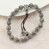 Pulsera de cuentas redondas con mantra de seis sílabas de plata tibetana Pulsera de anillo único de 8 mm de plata brillante Joyería de seis sílabas Venta al por mayor Pulsera aleación
