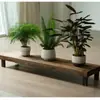 Estante para Flores de Madera Carbonizada de Múltiples Niveles para Interior Sala de Estar Exterior Patio al Aire Libre Banco Largo Anticorrosión Minimalista Balcón