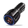 Cargador de coche dual USB luminoso QC3.0 cargador de coche de bolos 5V3.1A cargador rápido de coche para teléfono móvil