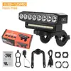 Luz de Bicicleta de Alto Brillo para Rodar de Noche, Estilo Horizontal Abs 8 LEDs Haz Alto y Bajo Luz Frontal con Cob y Bocina
