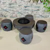 Nuevo Estufa de Barbacoa de Carbón Juego de Té Mesa Integrada Rural Calefacción Exterior de Patio Mesa de Café para el Hogar