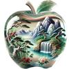 Hermosos Pegatinas de Manzana con Paisaje de Cristal para Pared de Azulejo de Sala, Puerta de Balcón de Vidrio, Refrigerador Pegatinas Decorativas
