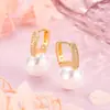 Aretes Redondos de Perla y Circonita para Mujer Estilo Francés de Lujo Ligero Toque de Alta Gama Broquel de Oreja Temperamento Clásico Pendiente Elegante Versátil