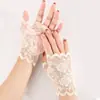 Guantes de Encaje de Medio Dedo para Proteger del Sol para Otoño y Verano Sin Dedos para Conducir Deportes al Aire Libre Guantes Finos de Medio Corte para Mujer Adulta
