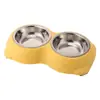 Nuevo tazón para perro tazón para gato tazón para mascota de acero inoxidable oso dos doble tazón tazón de comida para perro tazón de comida para gato plato de perro de plástico