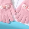 Guantes de punto para niñas, cálidos y de invierno, con lazo grueso de jacquard, de cinco dedos, para ciclismo y tareas escolares.