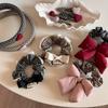 Scrunchie Rosa Laço Doce Tecido Xadrez Elástico de Cabelo para Mulheres Corda de Cabelo de Menina Vintage Acessório de Cabelo Faixa de Cabeça Ornamento de Cabelo