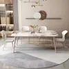 Mesa de Comedor Minimalista de Lujo Ligero con Cubierta de Roca para Apartamento Pequeño Hogar Rectangular Silla Baylor Cocina Sala de Estar Morado Morandi Mesa y Sillas de Comedor
