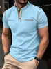 Polo de Verano para Hombre Amazon Cuello Alto Bolsillo Polo Deportivo de Manga Corta Cuello Henley Estampado 3D