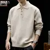 Camisa polo de punto "waffle" para hombre, otoño e invierno, estilo relajado, holgada, talla grande