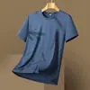 2026 Verão Novo Masculino Seda Gelada Secagem Rápida Manga Curta Camiseta Solta Respirável Esportiva Tendência Gola Redonda Meia Manga Top