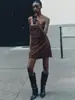 Comercio Exterior Europeo y Americano 2026 Amazon Transfronterizo Deslumbrante Vestido Corto Bodycon Ajustado a la Cintura de Malla con Adornos de Pedrería Strapless