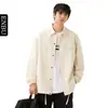 Nueva Camisa Chaqueta de Hombre para Primavera y Otoño con Cuello de Solapa, Casual de Botón Único Holgada Versátil Elegante Top para Hombre