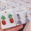 Cientos de Enchapado en Oro Real Zirconia Micro-pavimentada de Alta Calidad Piña Corazón Lazo Conejo Aretes Clásicos