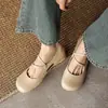 Zapatos Mary Jane deportivos de cuero más cómodos, versión coreana, otoño 2026, tacón bajo, punta redonda, cuero genuino, correa única, zapatos para mujer