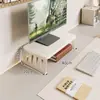 Soporte para computadora de escritorio para oficina en casa, con un elevador de monitor de doble capa y estantes de almacenamiento