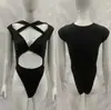 Top Sexy com Recortes e Tiras Cruzadas de Cor Lisa para Mulheres, Estilo Europeu e Americano, Primavera e Verão