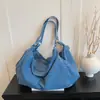 Bolso Casual de Mezclilla Moderno y con Estilo, Bolso de Gran Capacidad Estilo Perezoso, Bolso Tote de Hombro Estilo Japonés para Estudiantes Universitarios que Asisten a Clase