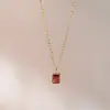 Pedra de Nascimento de Dezembro Pingente de Pedra de Nascimento Pingente Quadrado Colar Gota D'água Banhado a Cobre Ouro Verdadeiro 18k Acessórios de Corrente para Clavícula