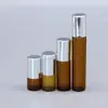 Botella roller de bola de acero marrón botella de aceite esencial botella de perfume sub-botella botella de bola cosmética portátil botella de vidrio 2 ~ 10ML
