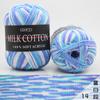 Tres hebras de hilo de algodón de leche teñido largo degradado para bebé, hilo de crochet para muñeca, hilo para abrigo.